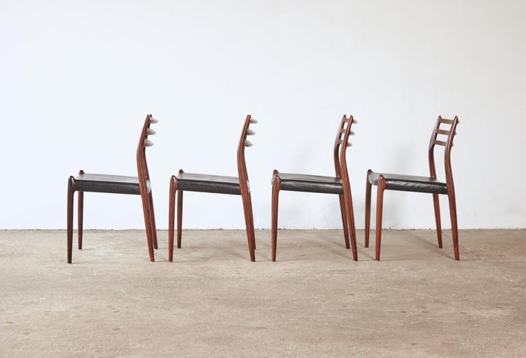 Set of Four Model 78 Rosewood Chairs by Niels O. Møller (Moller), Denmark, 1960s For Sale 1