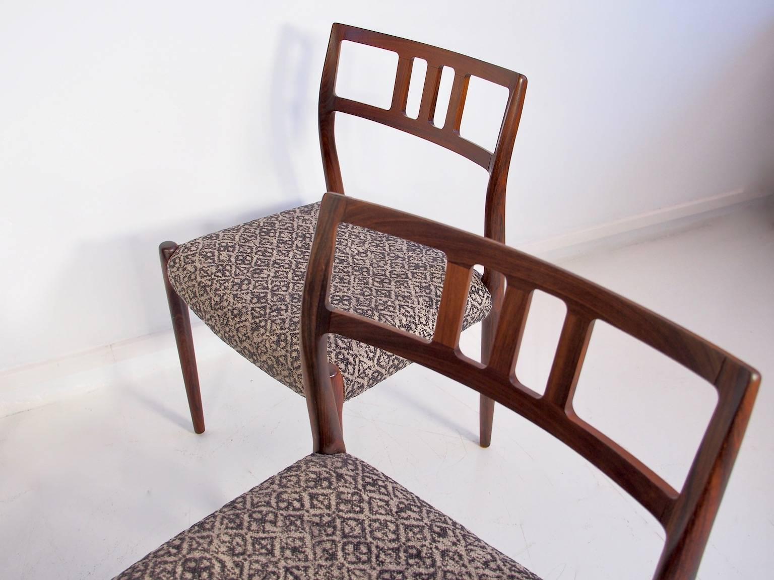 Fabric Set of Four Model 79 Chairs by Niels Otto Moller