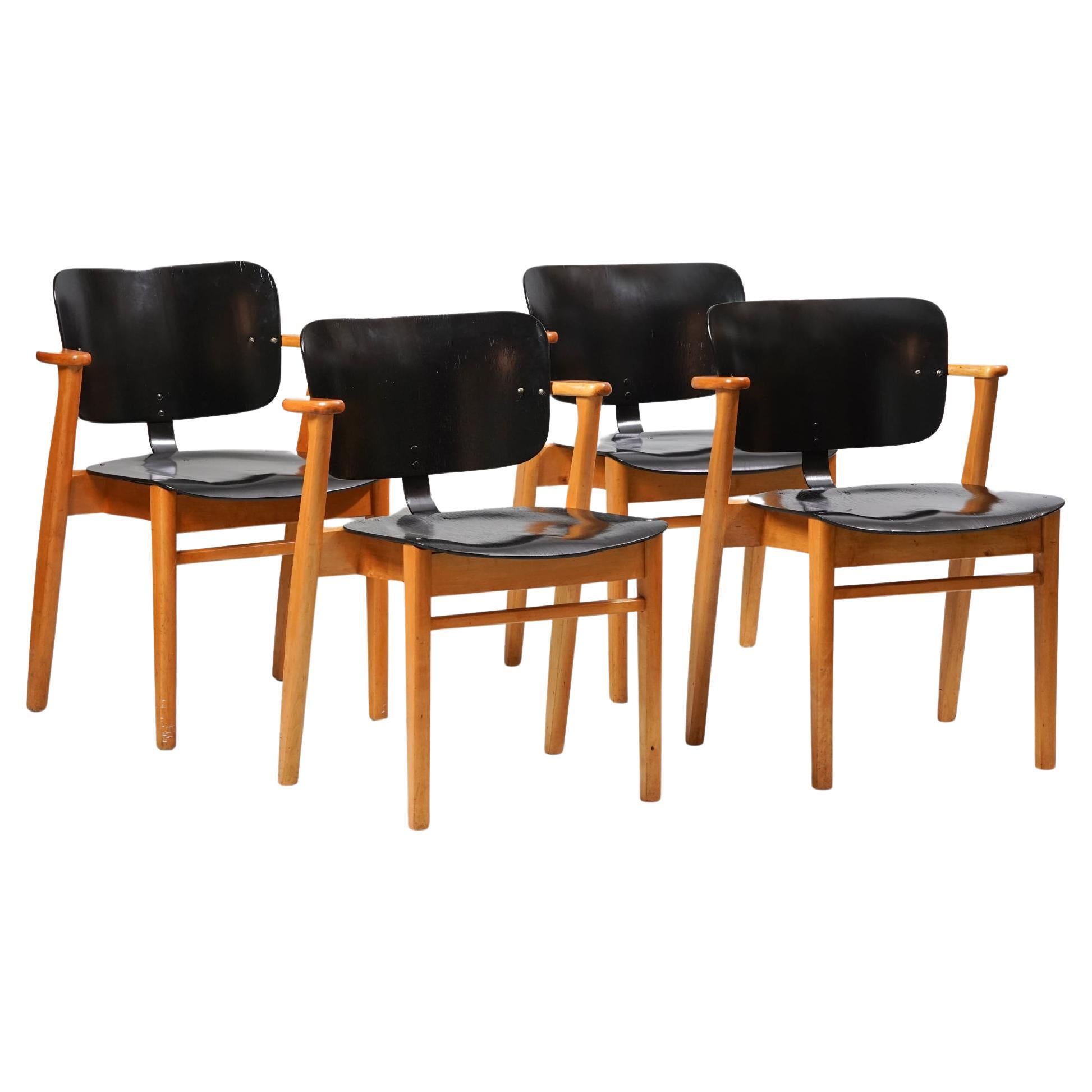 Set of Four Model Domus Chairs, Ilmari Tapiovaara, 1950s 
