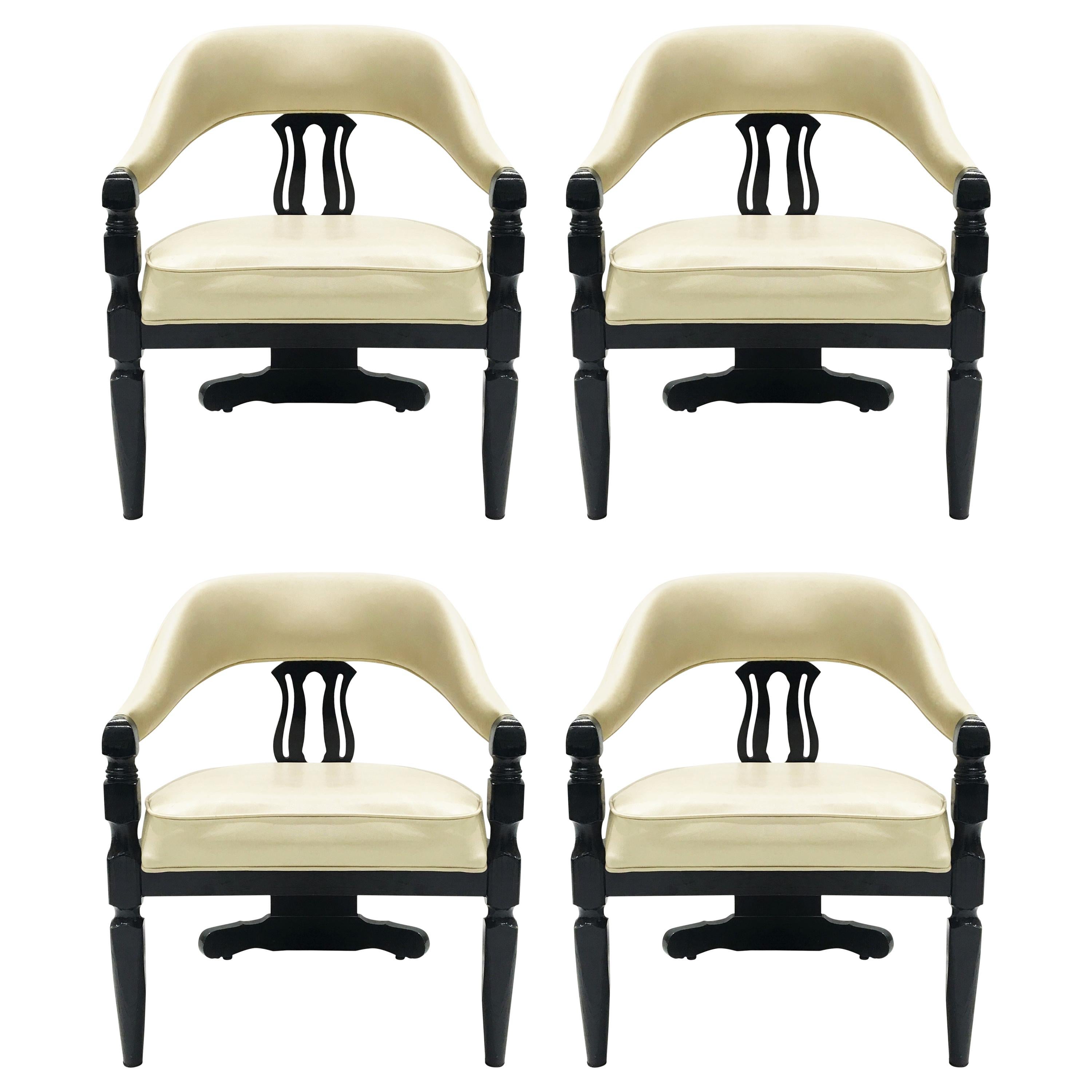 Set of Four Modern Asian-Inspired Dining Chairs For Sale