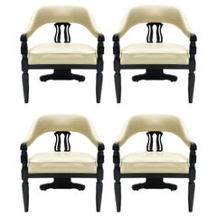 Vintage Set of Four Modern Asian-Inspired Dining Chairs