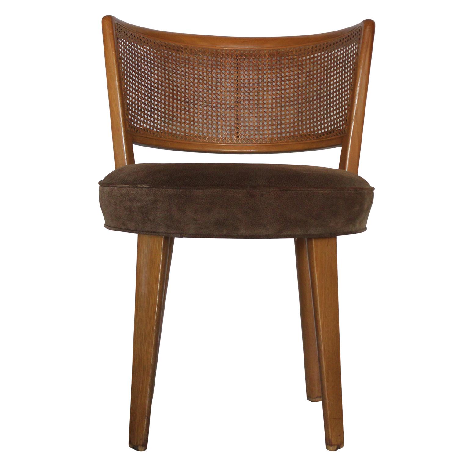 Mid-Century Modern Set of Four Modern Cane Back Swivel Dining Chairs by Edward Wormley for Dunbar