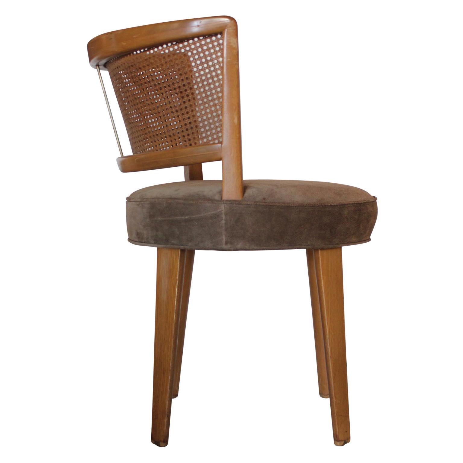Mid-20th Century Set of Four Modern Cane Back Swivel Dining Chairs by Edward Wormley for Dunbar