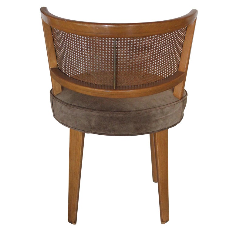 Set of Four Modern Cane Back Swivel Dining Chairs by Edward Wormley for