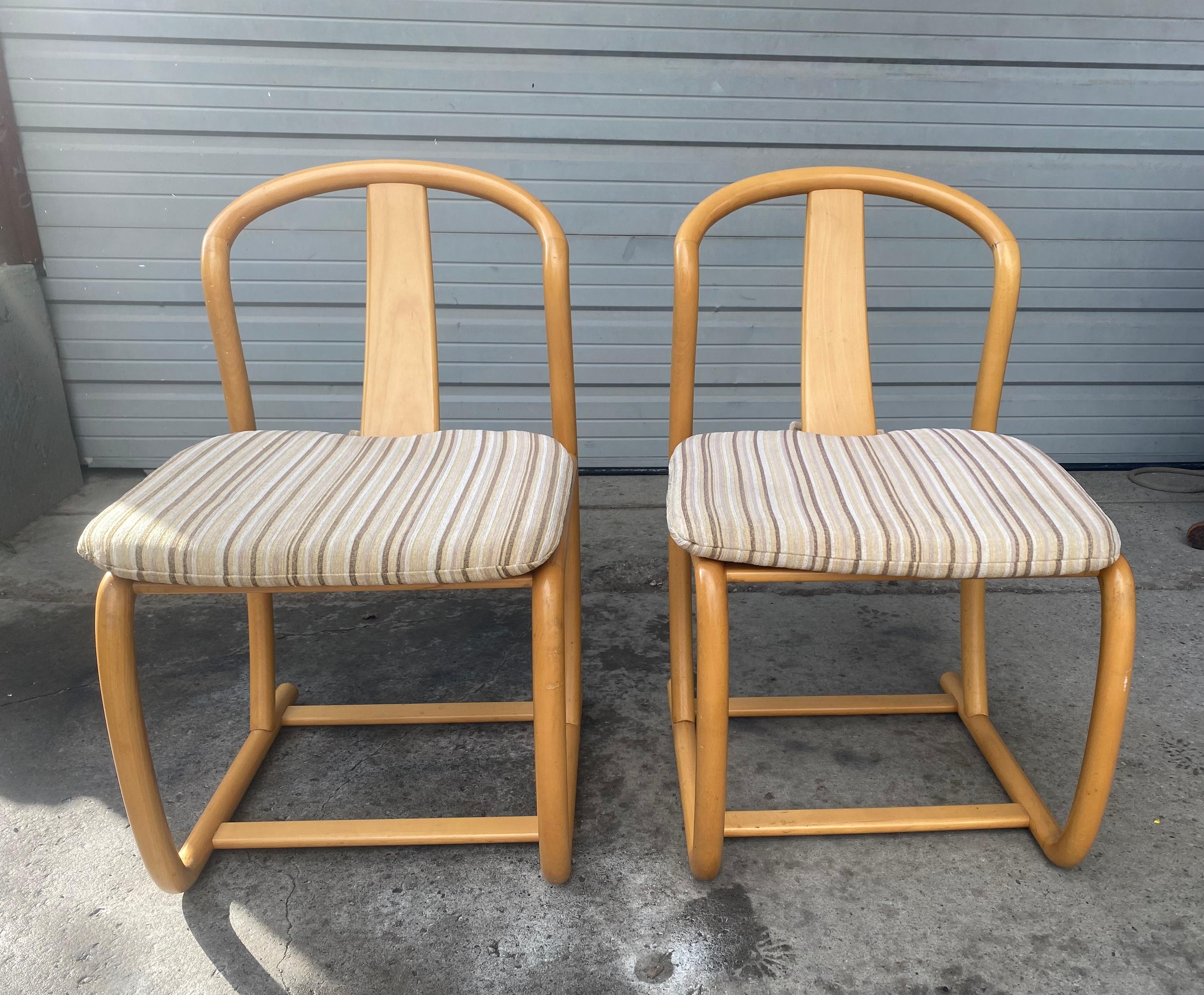 Fabric Set of Four Modern Dining Chairs in beech wood by Tecnosedia , Italy, 1980s For Sale