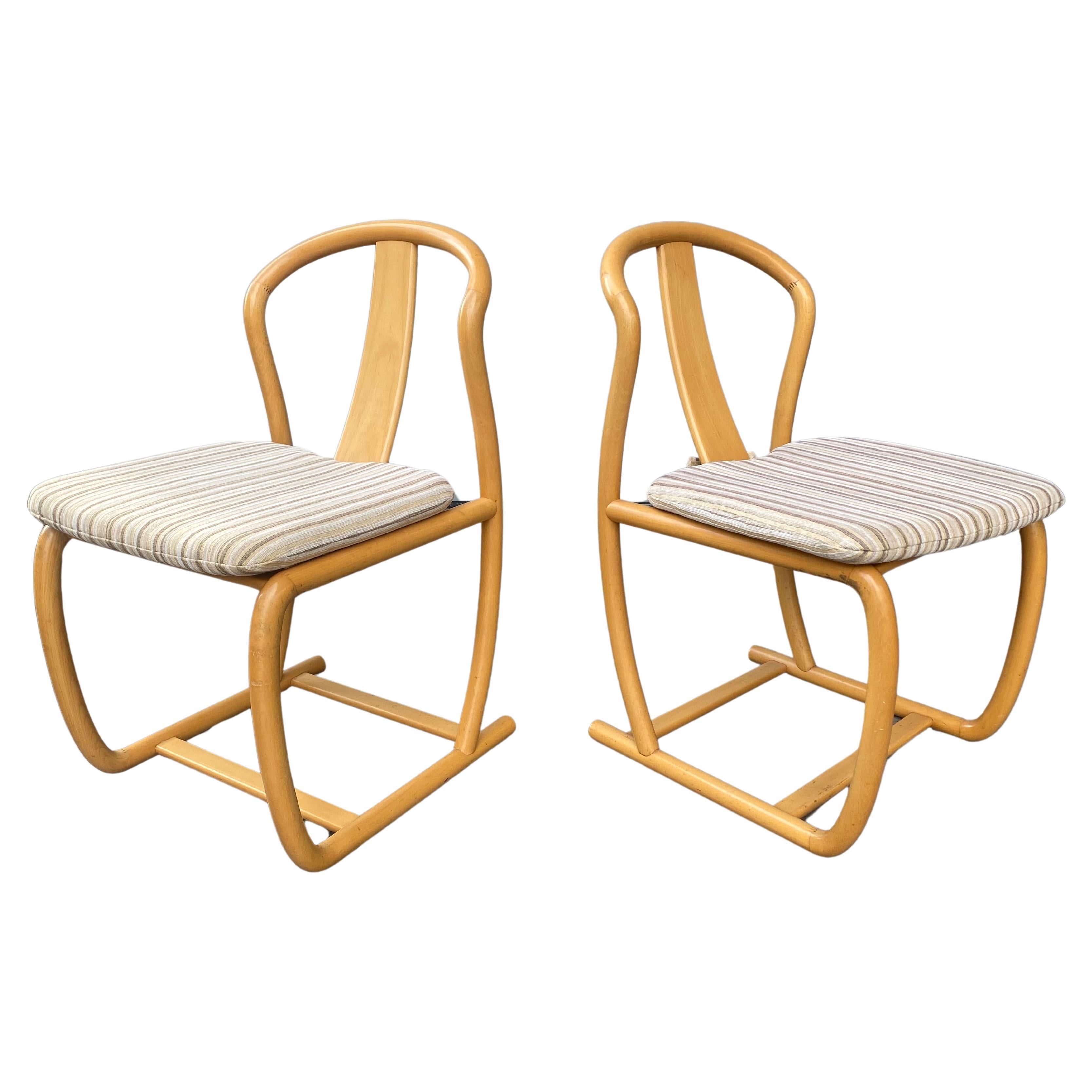 Set of Four Modern Dining Chairs in beech wood by Tecnosedia , Italy, 1980s For Sale