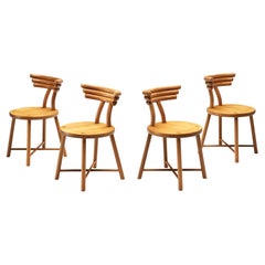 Set of Four Modern Dining Chairs With Round Backrests