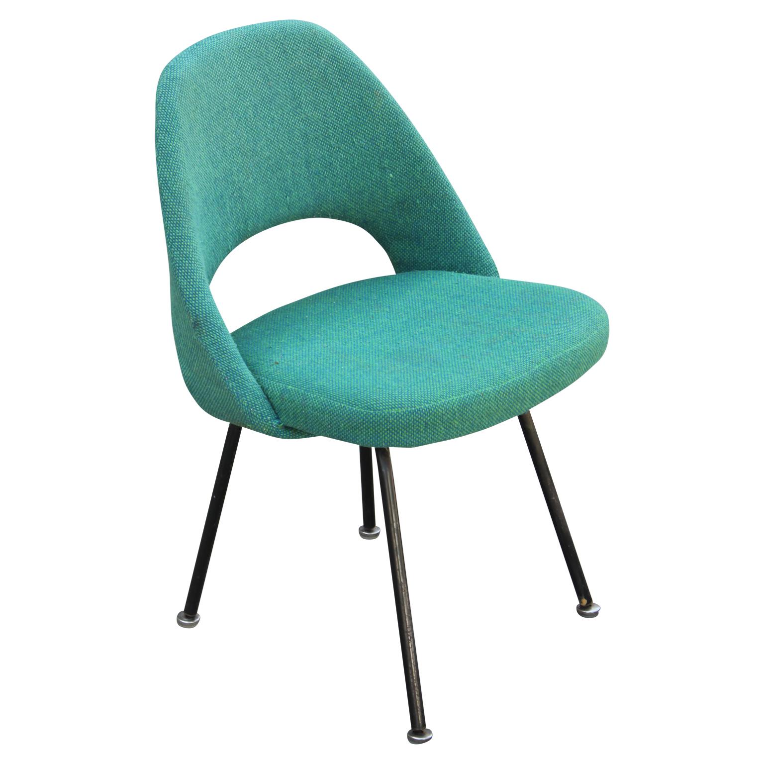 Mid-20th Century Set of Four Modern Eero Saarinen for Knoll Green Armless Executive Side Chairs