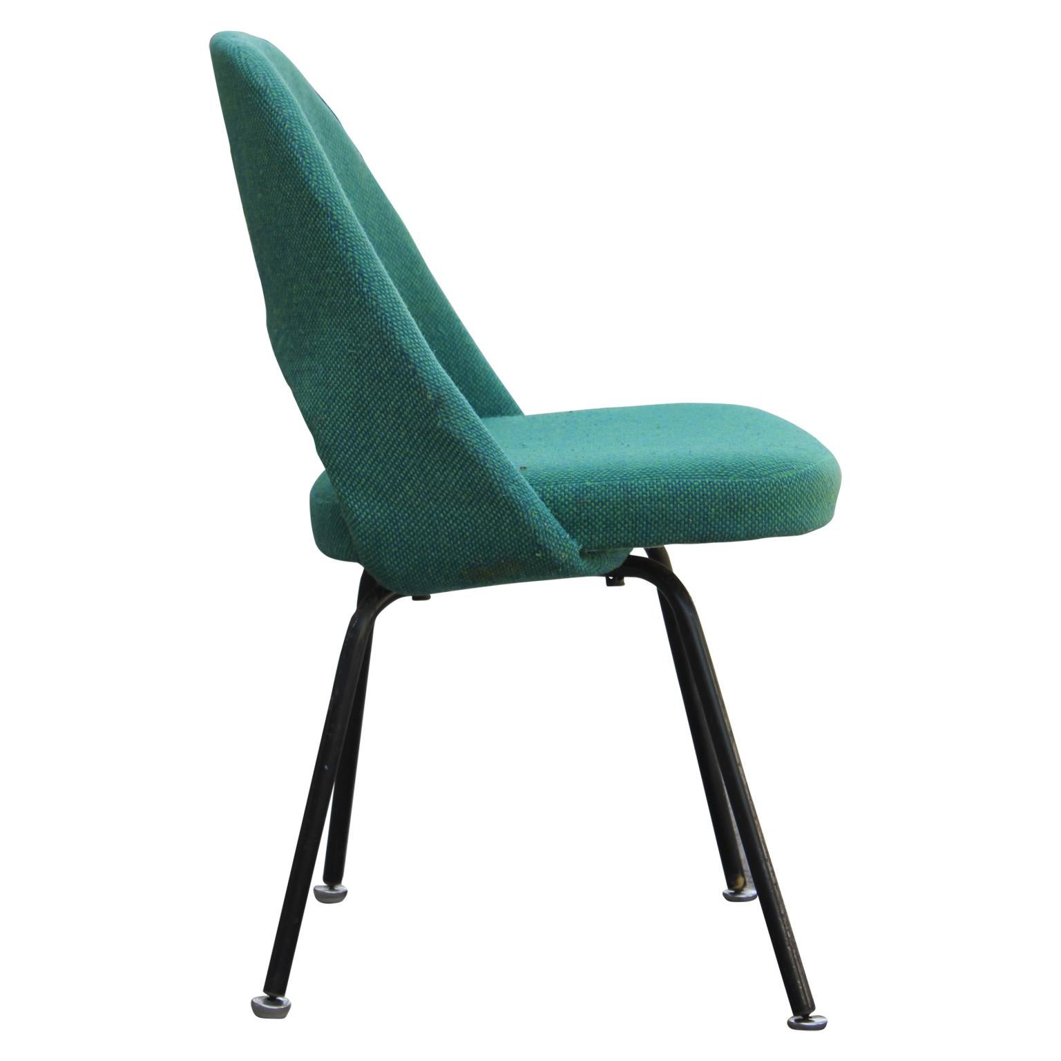 Set of Four Modern Eero Saarinen for Knoll Green Armless Executive Side Chairs 1