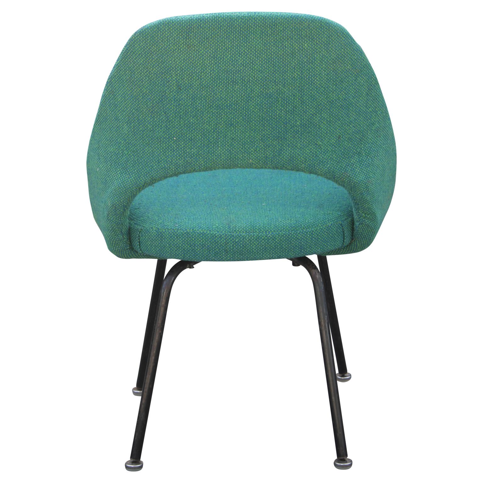 Set of Four Modern Eero Saarinen for Knoll Green Armless Executive Side Chairs 2