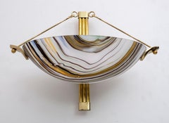 Set of Four Modern Italian Murano Glass Calcedonio and Brass Sconces, 1980s