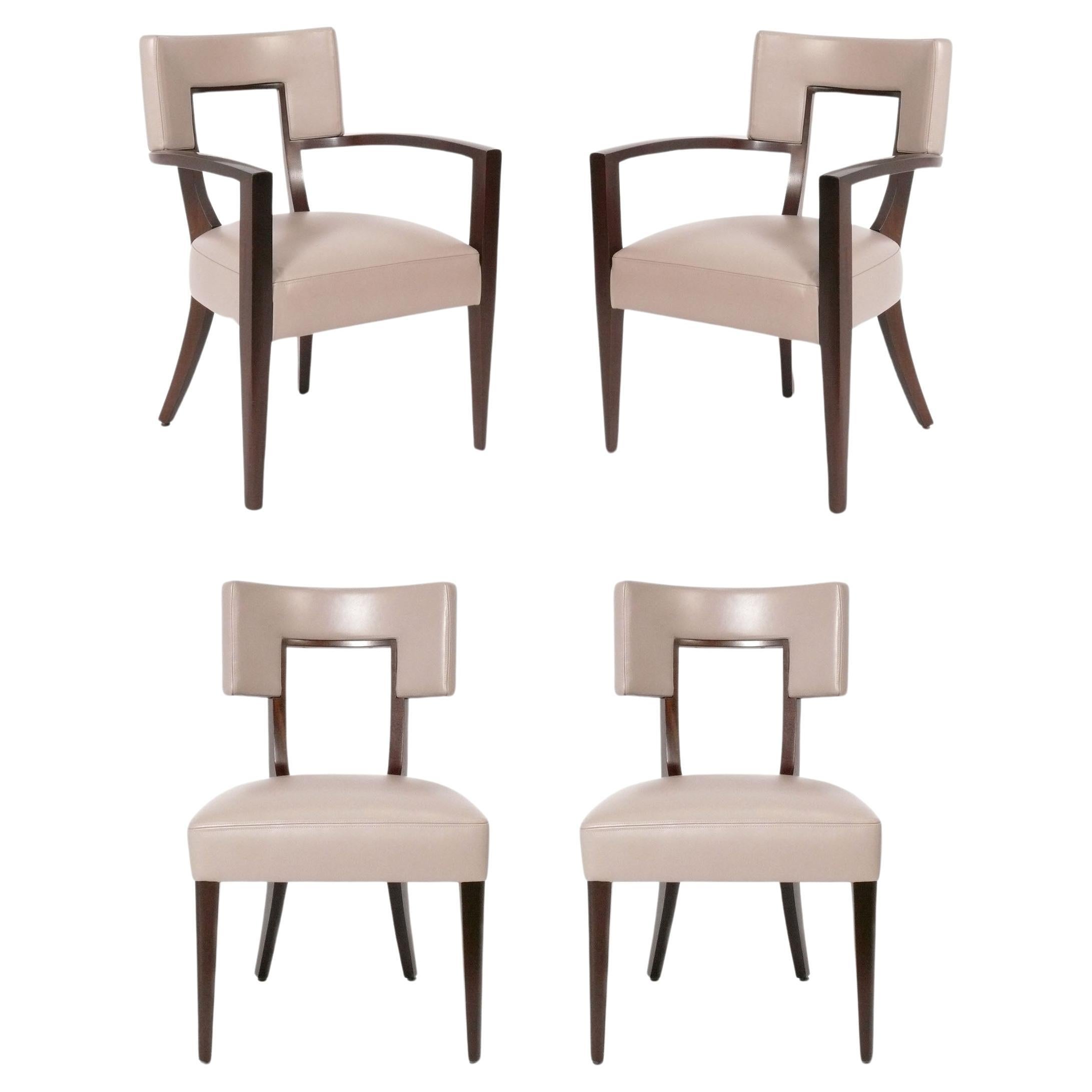 Set of Four Modern Leather Dining Chairs attributed to Thomas Pheasant for Baker