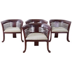 Set of Four Art Deco Style Mahogany Sculptural Tub Chairs