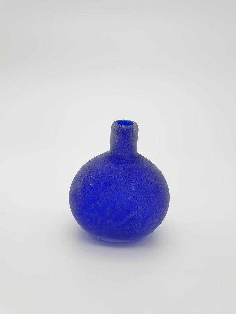 Set of Four Modern Small Murano Glass Vases in "Scavo" Finish, 1980s at