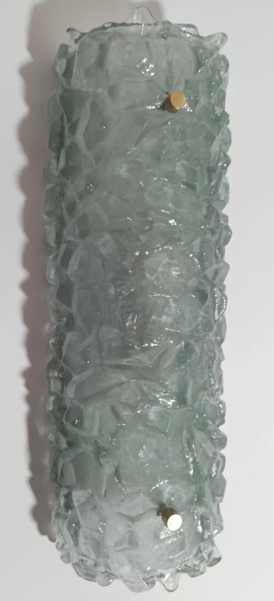 Set of Four Modern Textured Light Green Murano Sconces. Italy, 1980's. For Sale 1