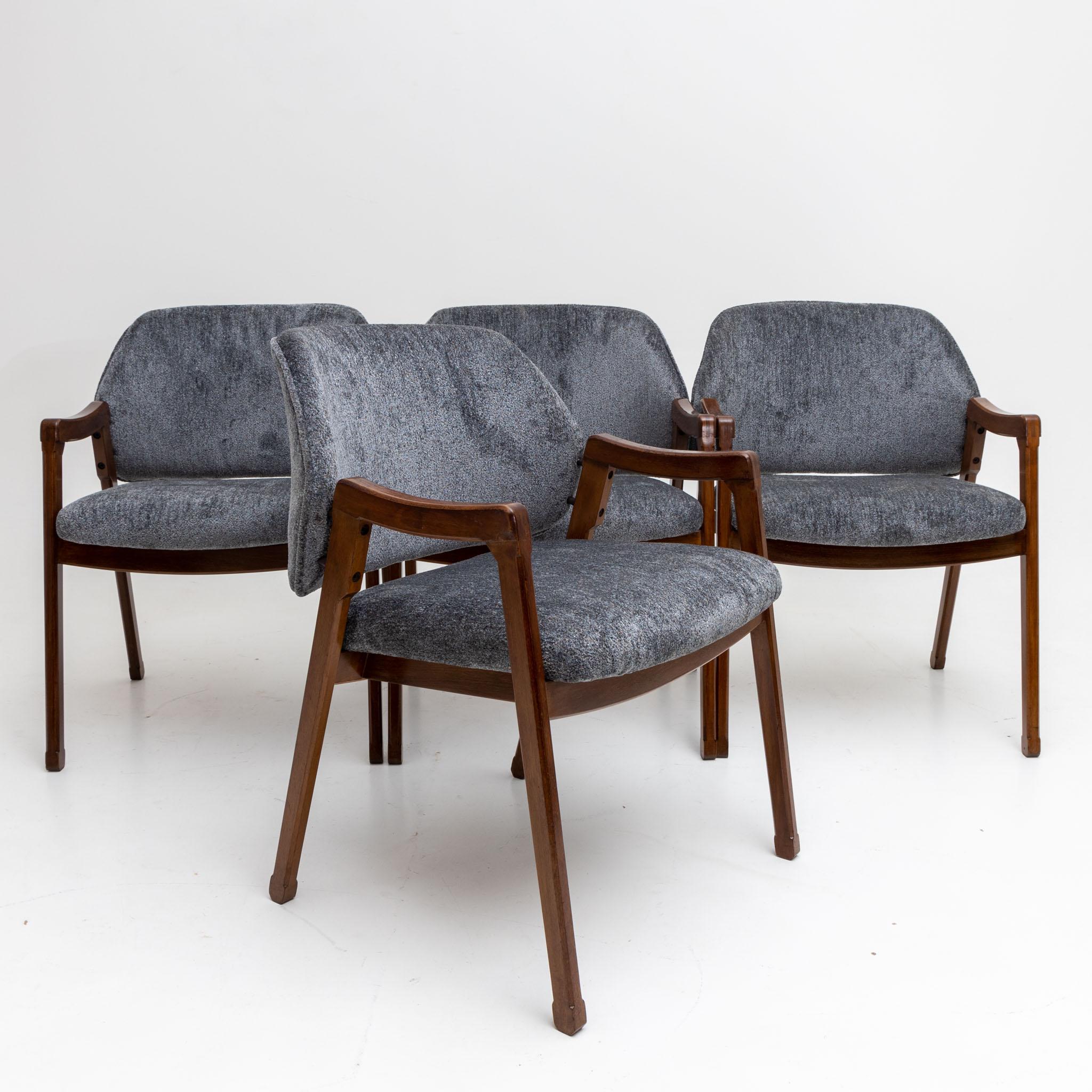 Upholstery Set of Four Modernist Armchairs by Ico Parisi For Sale