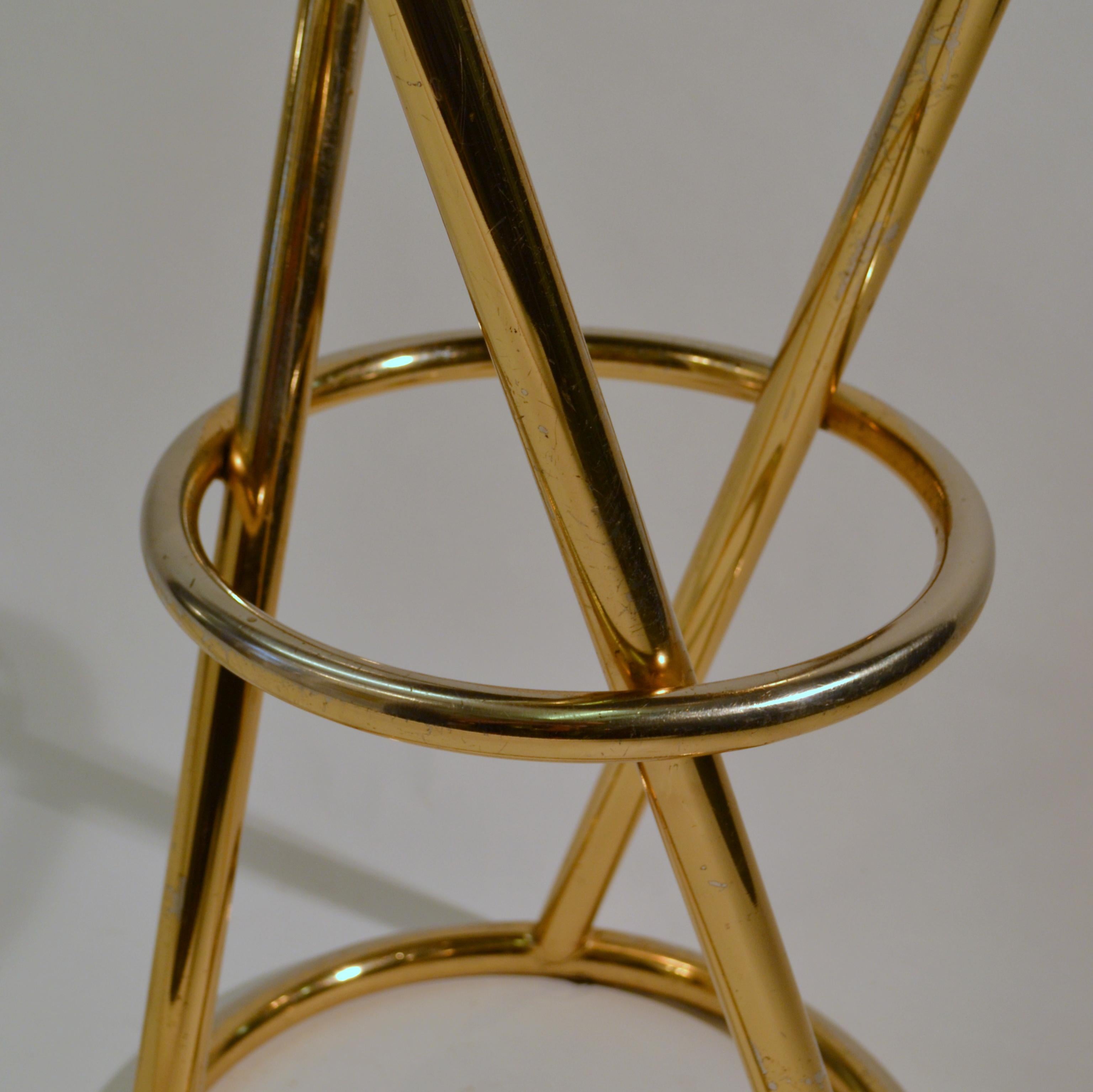 Four Bar Stools in Tubular Brass by Pierre Chareau France 2