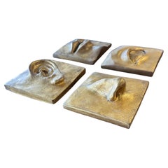 Set of Four Modernist Gold Gilt "Face" Wall Plaques by Marlo for MAC