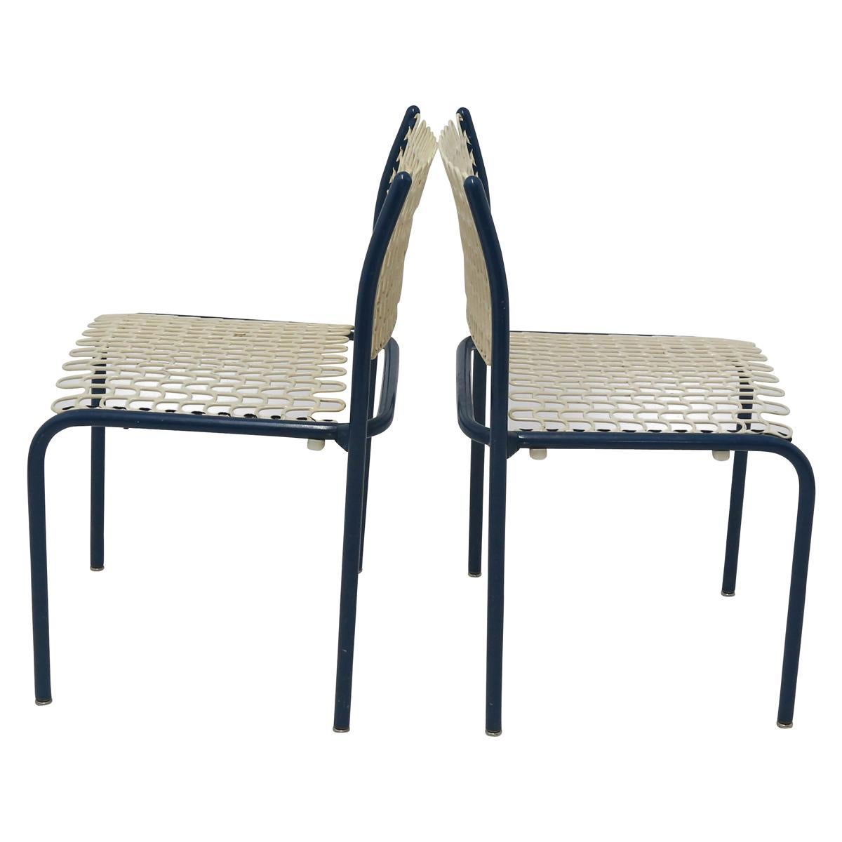 American Set of Four Modernist Indoor/Outdoor Chairs with Mesh Seats and Backs For Sale