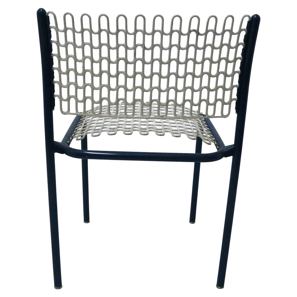 Mid-20th Century Set of Four Modernist Indoor/Outdoor Chairs with Mesh Seats and Backs For Sale