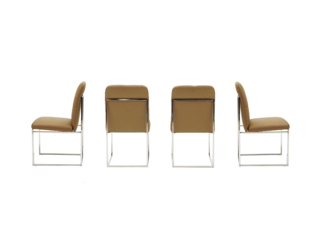 Set of Four Modernist Milo Baughman Style Game or Dining Chairs  For Sale 3