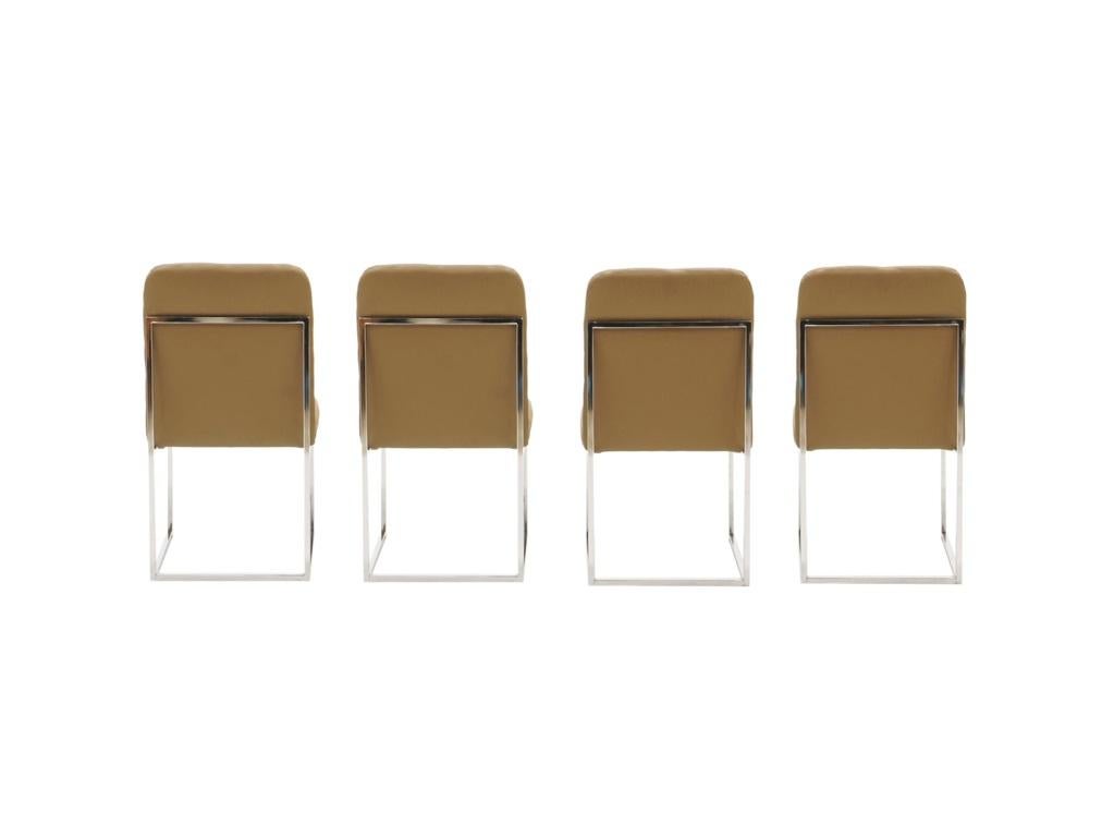 Set of Four Modernist Milo Baughman Style Game or Dining Chairs  For Sale 4