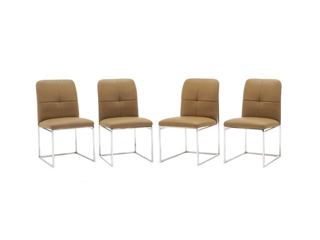 Mid-Century Modern Set of Four Modernist Milo Baughman Style Game or Dining Chairs  For Sale