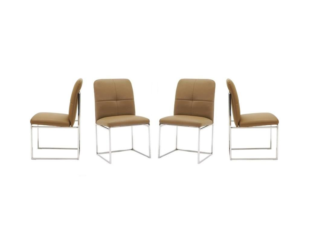 Late 20th Century Set of Four Modernist Milo Baughman Style Game or Dining Chairs  For Sale