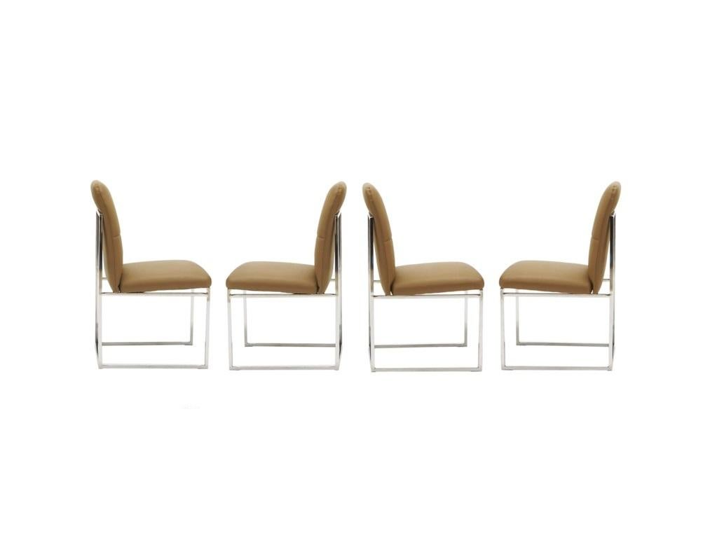 Set of Four Modernist Milo Baughman Style Game or Dining Chairs  For Sale 1