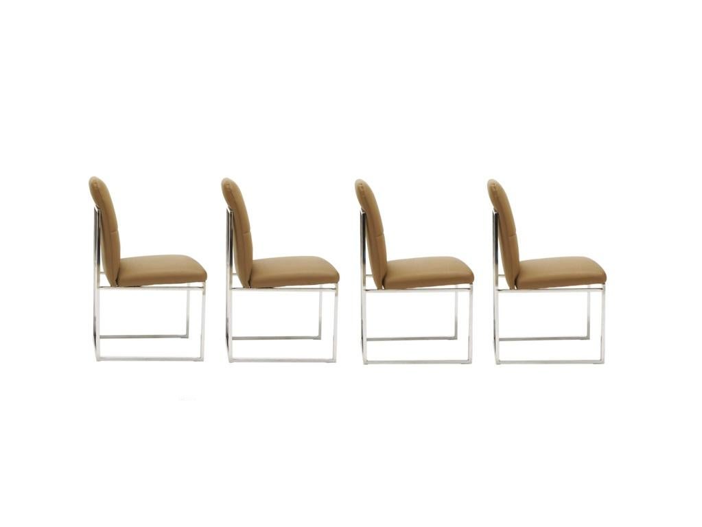 Set of Four Modernist Milo Baughman Style Game or Dining Chairs  For Sale 2