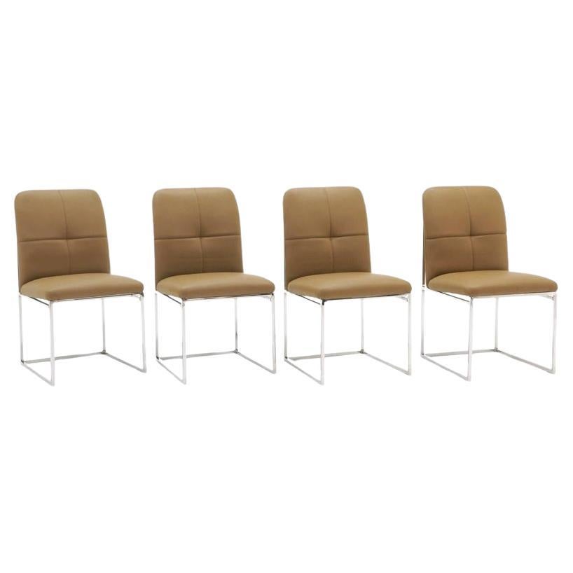 Set of Four Modernist Milo Baughman Style Game or Dining Chairs  For Sale