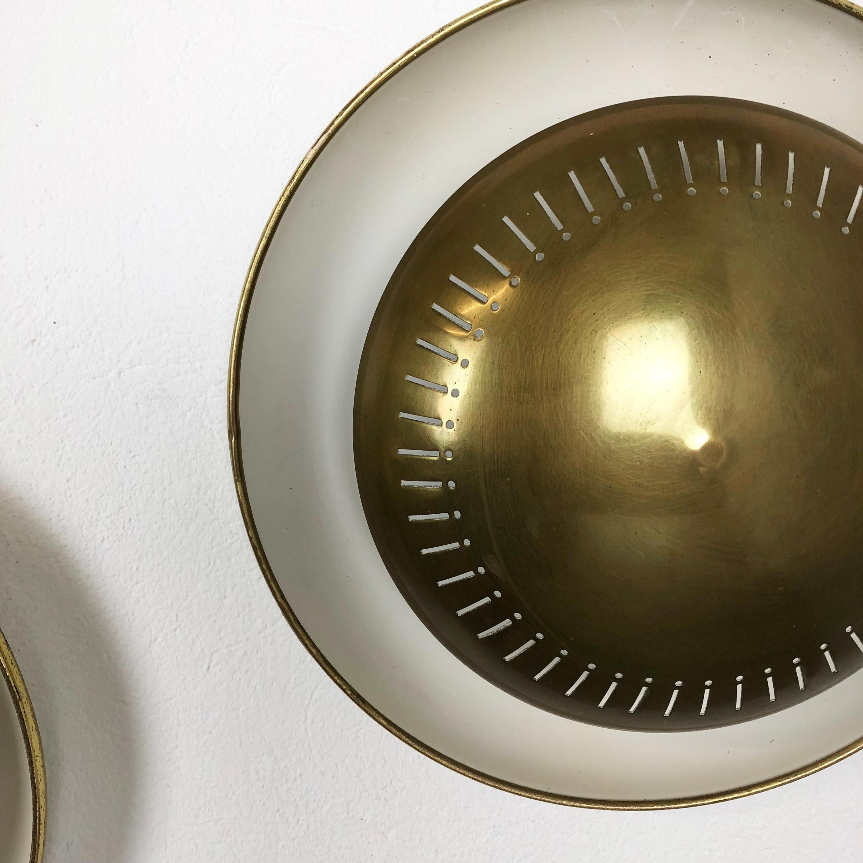 Set of four Modernist Sarfatti Style Brass Metal Sconces Wall Light, Italy 1950s 1