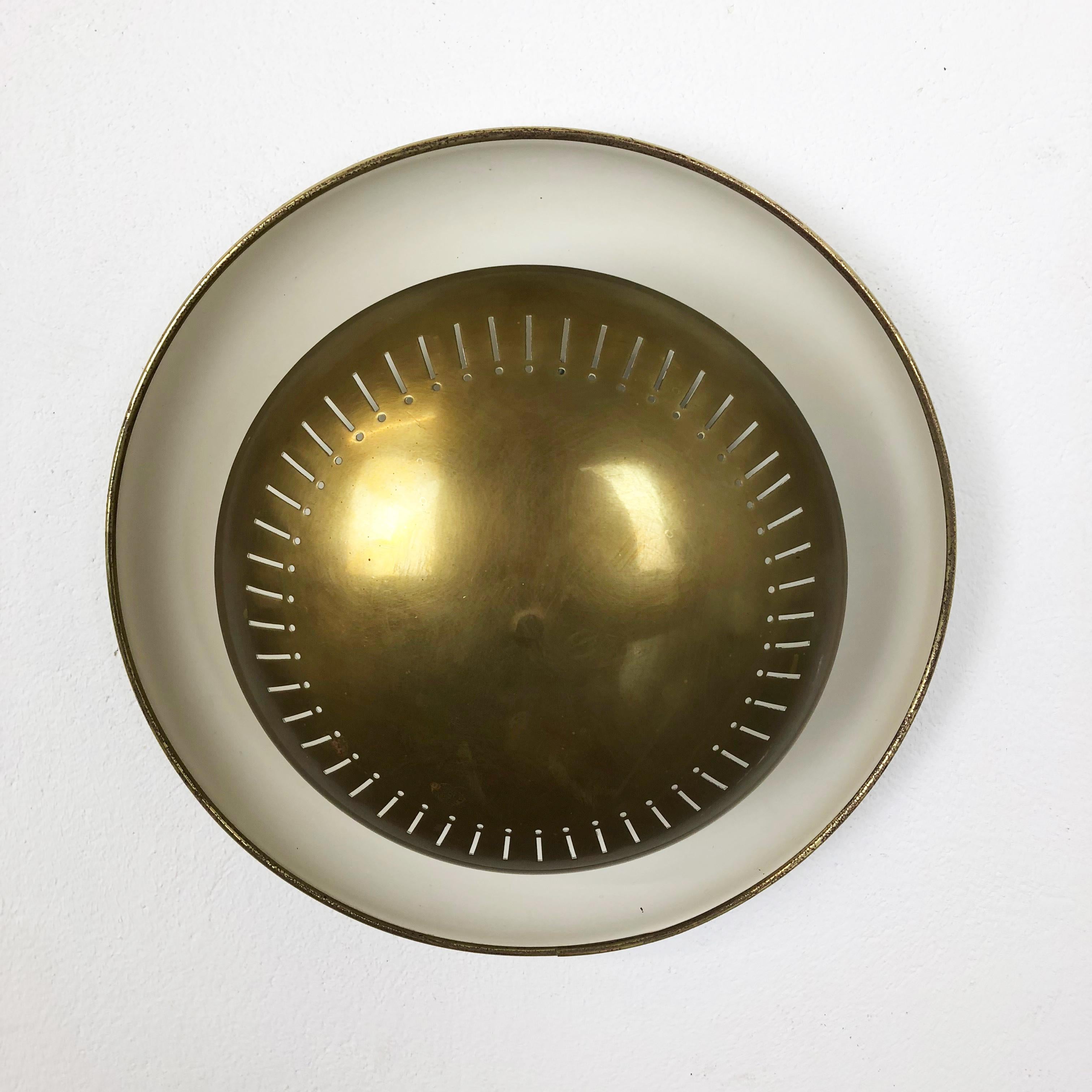 Set of four Modernist Sarfatti Style Brass Metal Sconces Wall Light, Italy 1950s 2