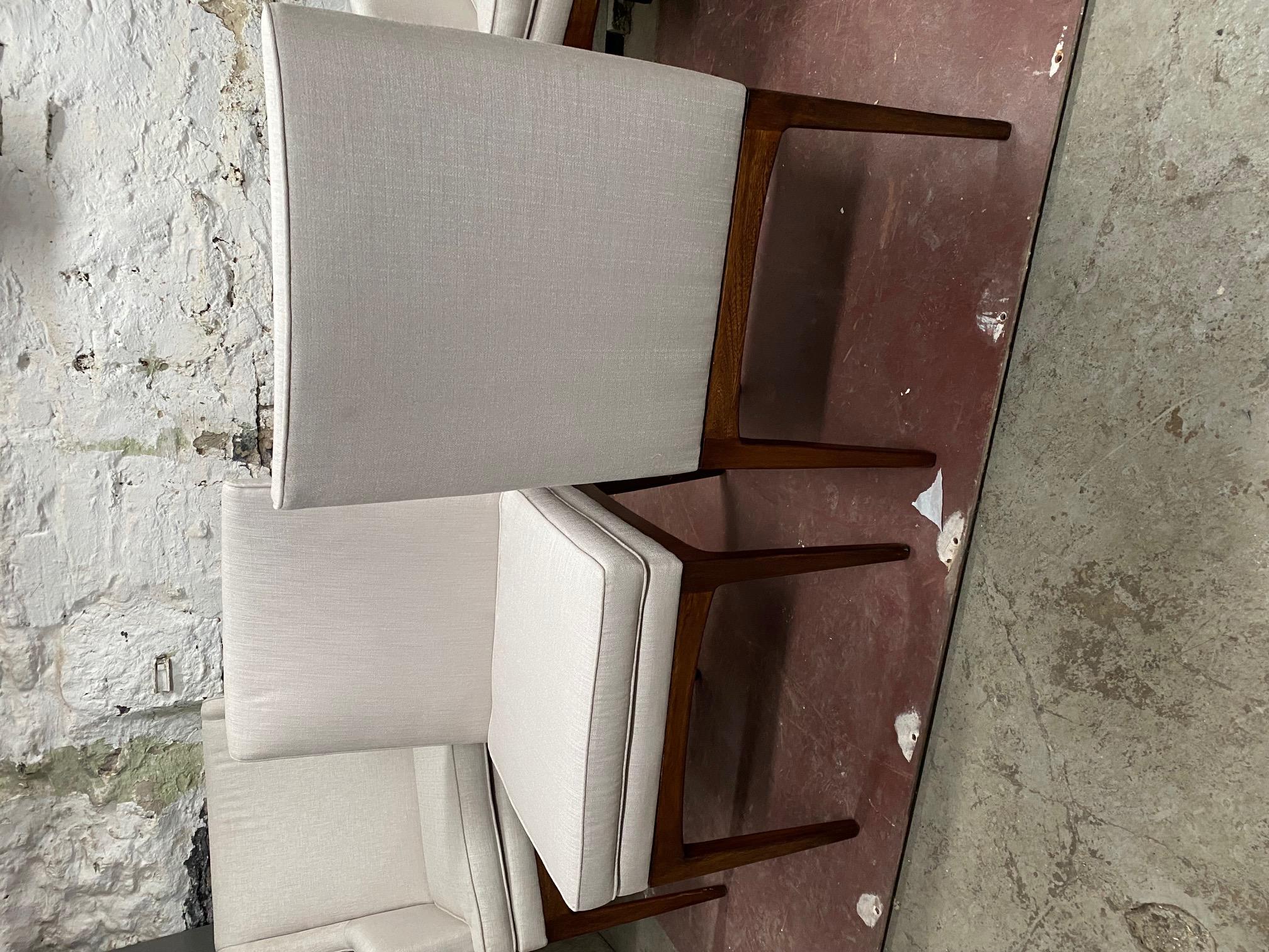 Mid-20th Century  Set of Four Modernist Walnut and Upholstered Dining Chairs by Flair Furniture For Sale