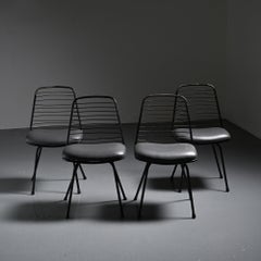Set of four modernist wire chairs by Jean-Louis Bonnant, circa 1955