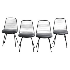 Set of four modernist wire chairs by Jean-Louis Bonnant, circa 1955