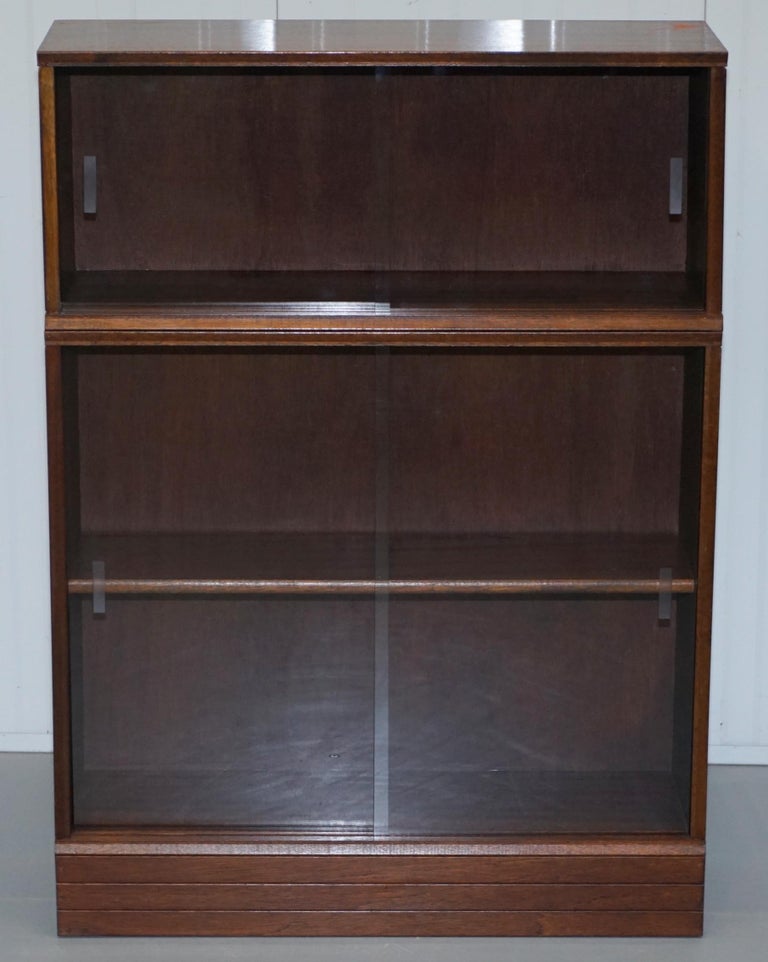 Set of Four Modular Stacking Mahogany Library Bookcases Glass Doors