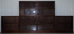 Set of Four Modular Stacking Mahogany Library Bookcases Glass Doors Minty Globe