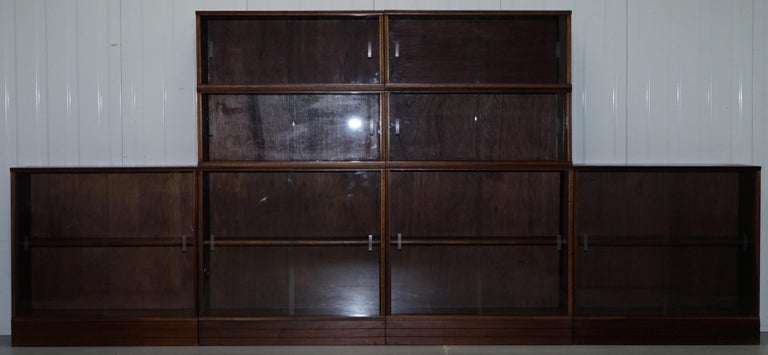 Set Of Four Modular Stacking Mahogany Library Bookcases Glass