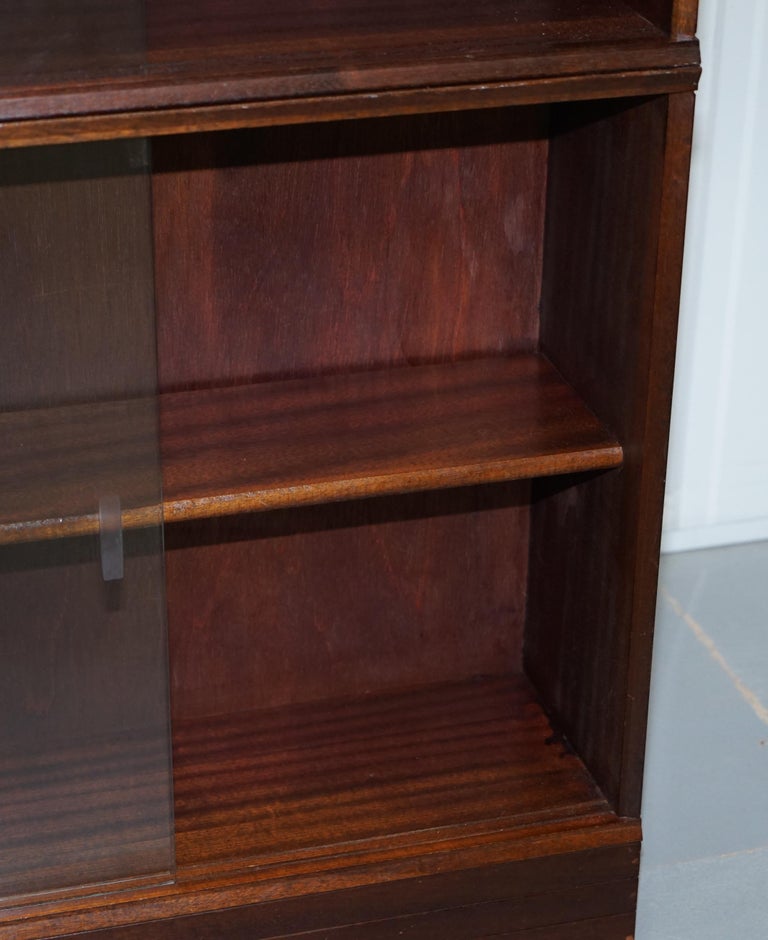 Set of Four Modular Stacking Mahogany Library Bookcases Glass Doors