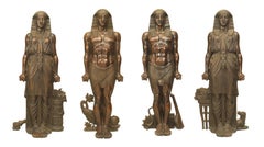 Set di figure monumentali egiziane in bronzo