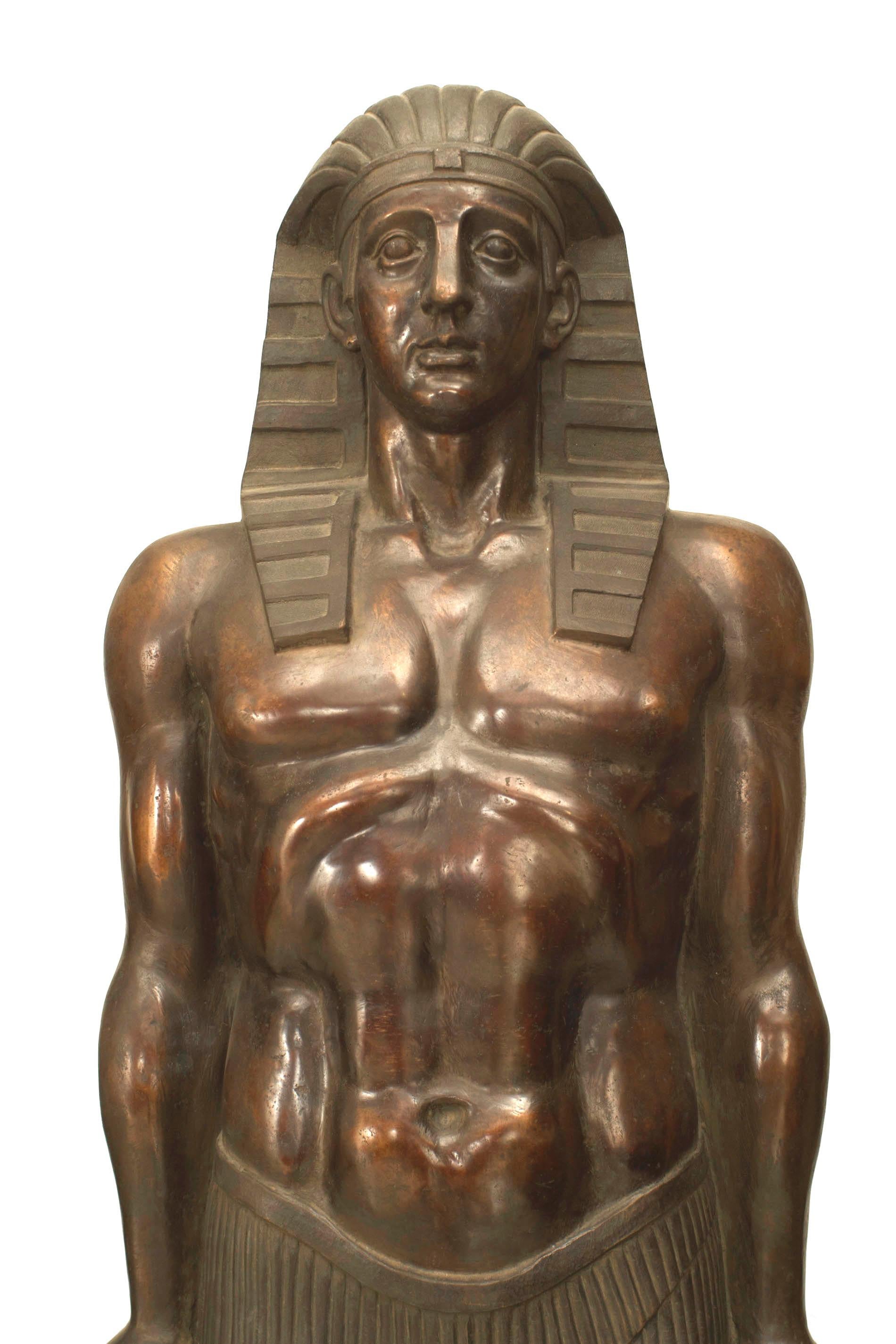Neoclassical Set of Monumental Bronze Egyptian Figures For Sale
