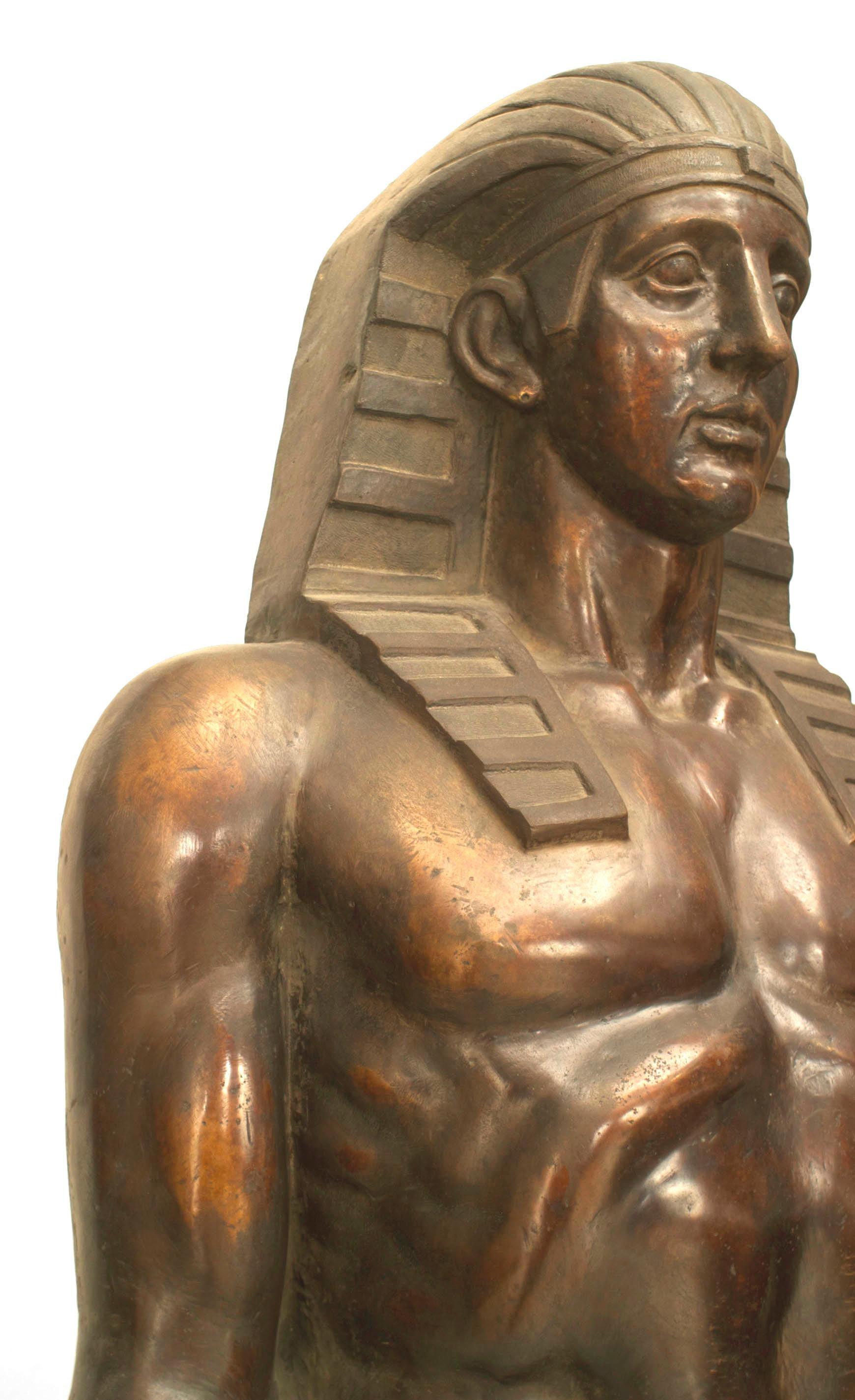 Set of Monumental Bronze Egyptian Figures In Good Condition For Sale In Queens, NY