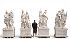 Set of Four Monumental Greco-Roman Warrior Sculptures in Italian Marble, 1990s