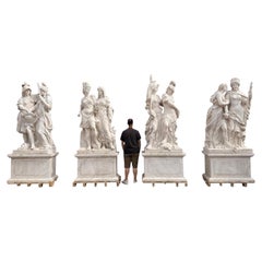 Set of Four Monumental Greco-Roman Warrior Sculptures in Italian Marble, 1990s