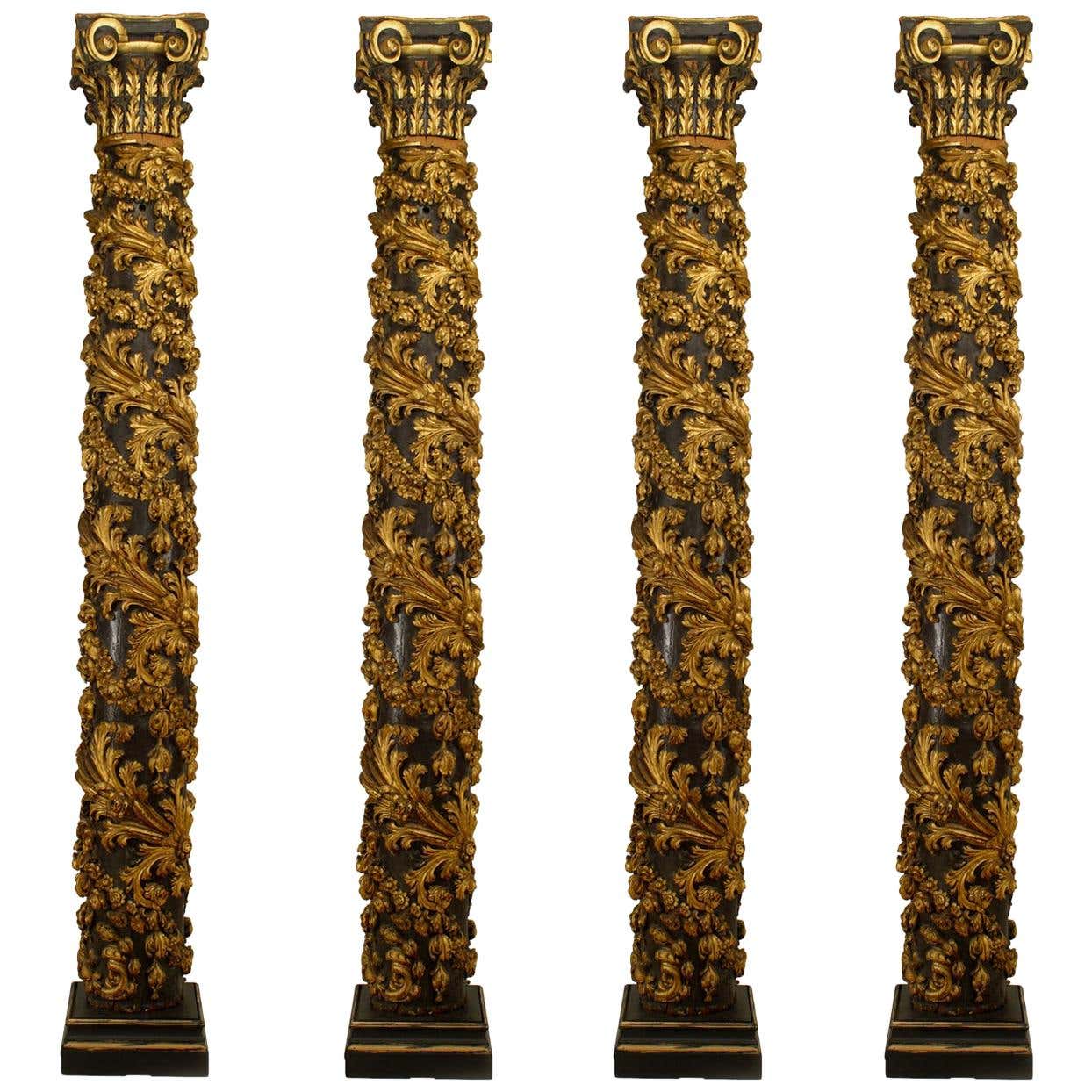 Set of 4 Italian Rococo Painted Carved Columns For Sale at 1stDibs ...