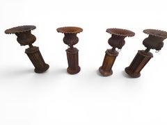 Set of Four Monumental Oxidized Iron Garden Urns, Italy, 1960s