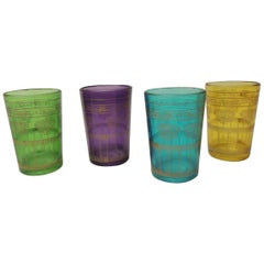 Set of Four Moroccan Colorful Tea Glasses