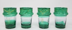 Set of Four Moroccan Green and Gold Moorish Tea Glasses