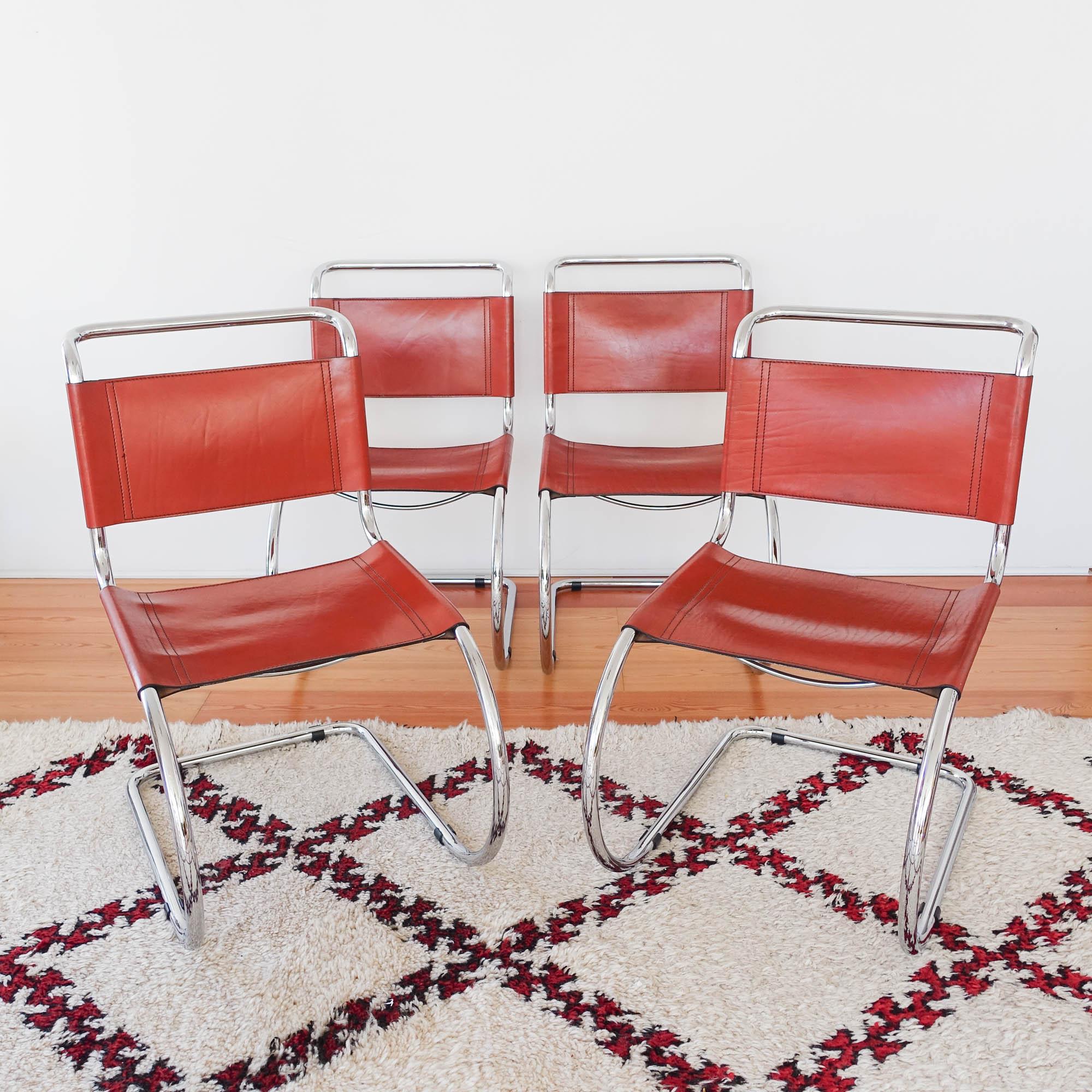 Set of Four Mr10 Chairs by Mies Van Der Rohe, 1970s 10